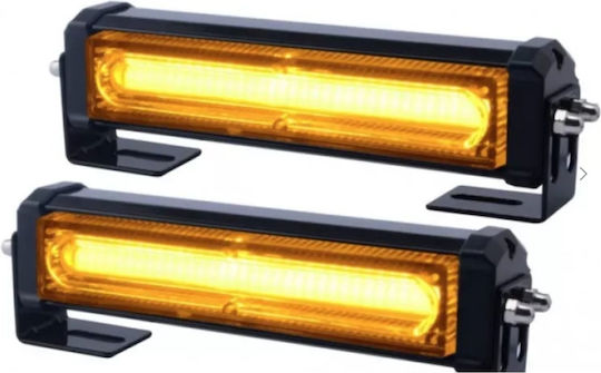 Set 2 Lămpi de Avertizare Galbene 3 Led Foxmag24 Led 12-24v 36w Lămpi Stroboscopice 9 Funcții Montare pe Grilă și Plafon