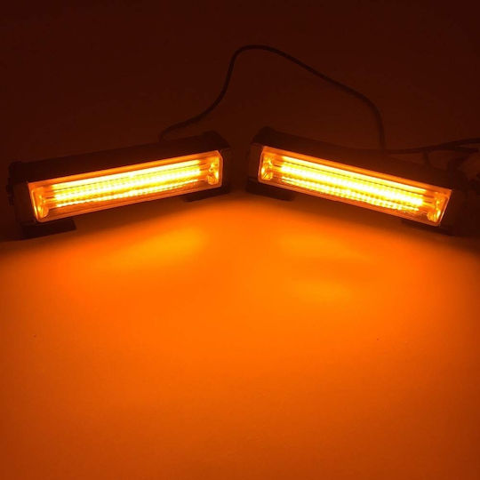 Set 2 Lămpi de Avertizare Galbene 3 Led Foxmag24 Led 12-24v 36w Lămpi Stroboscopice 9 Funcții Montare pe Grilă și Plafon
