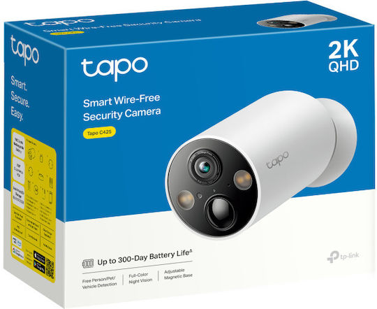 TP-LINK Tapo C425 v1 IP Surveillance Camera Full HD+ 4MP Waterproof Battery with Two-Way Communication and 2.1mm Lens