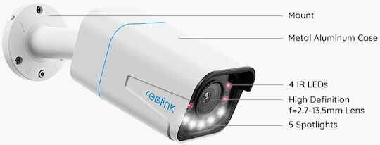 Reolink RLC-811A IP Κάμερα Παρακολούθησης 4K Αδιάβροχη με Αμφίδρομη Επικοινωνία και Φακό 2.7-13.5mm