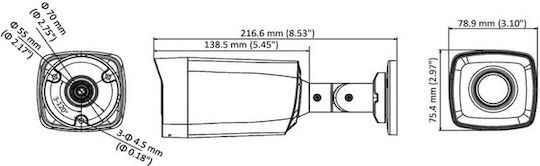 Hikvision DS-2CE17D0T-IT3F(C) CCTV Cameră de Supraveghere Full HD 1080p Rezistentă la apă cu Lentilă 2.8mm