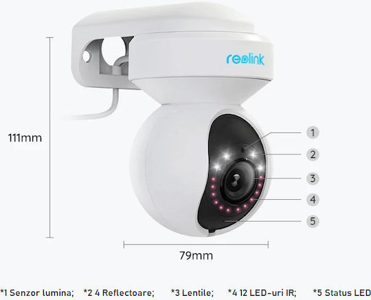 Reolink E Series IP Камера за наблюдение Wi-Fi 4K Водоустойчива с Двупосочна Комуникация и Обектив 2.8мм