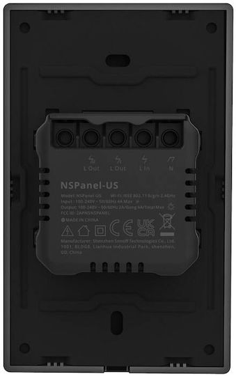 Sonoff Nspanel Vertiefter Elektrischer Wandtaster mit Touchscreen Wi-Fi Schwarzer