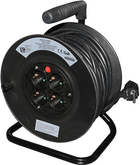 Adeleq Extension Reel Cord 3 x 1.5mm²/25m Black