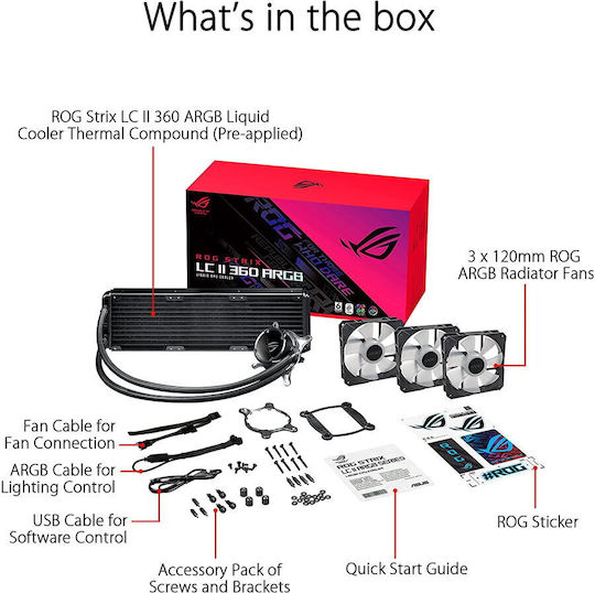 Asus ROG Strix LC II 360 ARGB AIO CPU Liquid Cooling with 3 120mm Fans