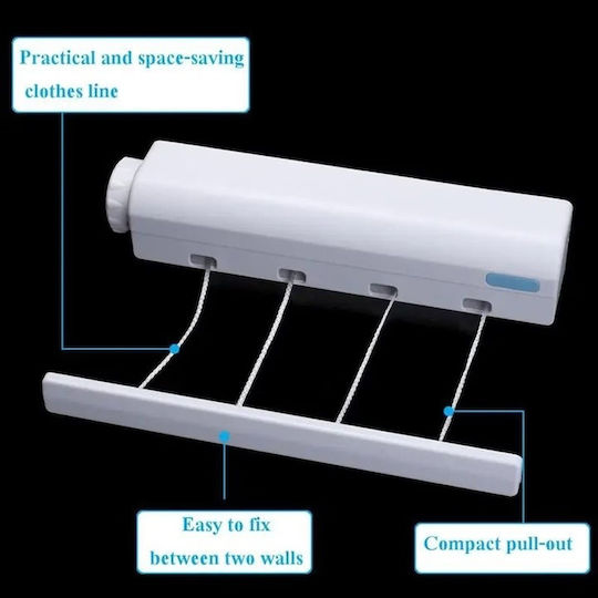 Wall Clothes Drying Rack Plastic with Hanging Length 3.2m