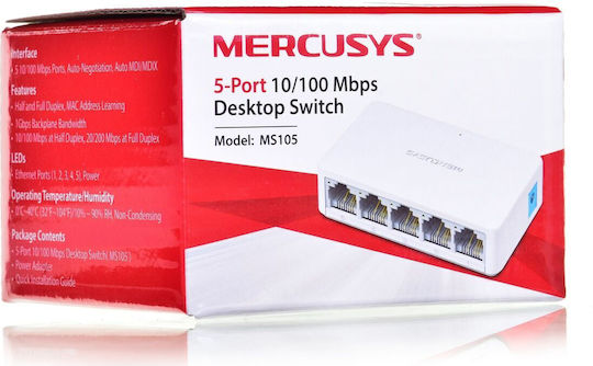 Mercusys MS105 v2.3 Unmanaged L2 Switch με 5 Θύρες Ethernet