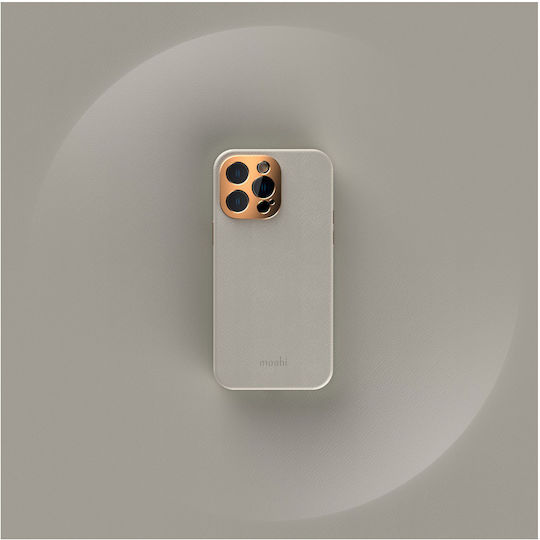 Moshi Napa Slim MagSafe Umschlag Rückseite Synthetisches Leder Serene Gray (iPhone 14 Pro Max)
