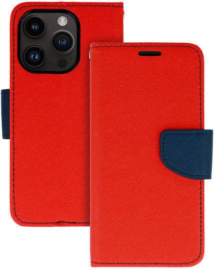 Diary Wallet Piele / Tesatura / Silicon Roșu (Galaxy S23 Ultra)