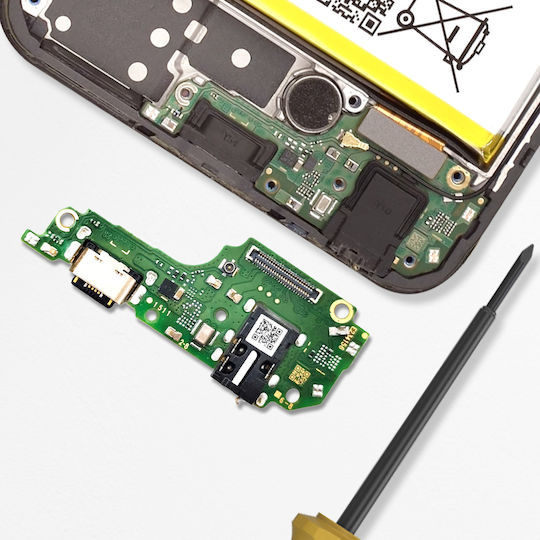 Clappio USB-C Ladeanschluss Vivo Y35 Mikrofon + Klinkenbuchse Schwarz
