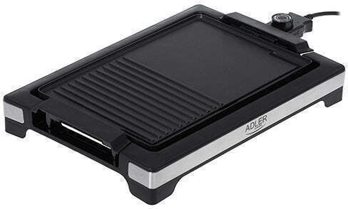 Adler Tabletop Electric Grill Smooth and Ribbed Plate 3000W with Adjustable Thermostat 33cmx33cmcm