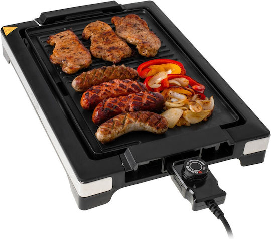 Adler Tabletop Electric Grill Smooth and Ribbed Plate 3000W with Adjustable Thermostat 33cmx33cmcm