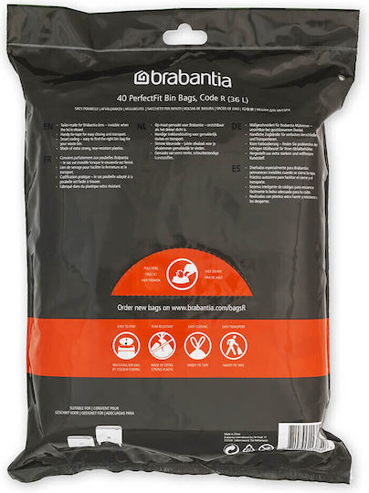 Brabantia Σακούλες Απορριμάτων Χωρητικότητας 36lt με Κορδόνι Type R PerfectFit Bin 40τμχ Λευκές