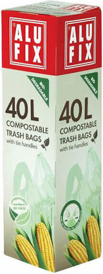 Alufix Biodegradable Trash Bags Capacity 40lt with Handles 53x60cm 8pcs Transparent