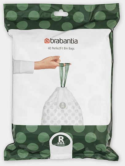 Brabantia Σακούλες Απορριμάτων Χωρητικότητας 36lt με Κορδόνι Type R PerfectFit Bin 40τμχ Λευκές