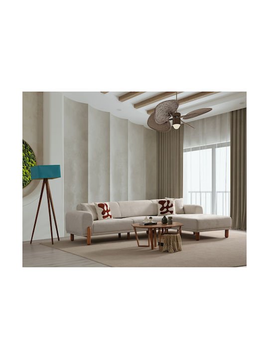 Lyke Γωνιακός Καναπές Κρεβάτι με Δεξιά Γωνία Cream 290x180x75εκ.