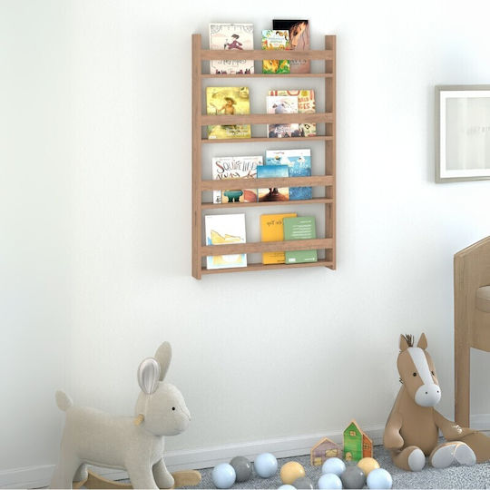 Kids Shelving Unit Montessori Wall Pine Oak 70x10x120cm