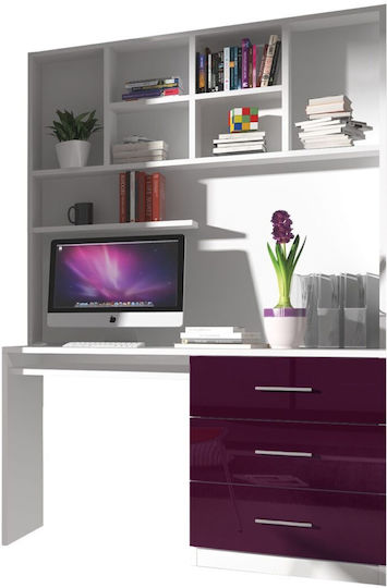 Raj 3 Kinderschreibtisch mit Bibliothek aus Melamin Fuchsie 120x53x192cm