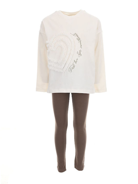 Παιδικό Σετ με Κολάν Χειμερινό 2τμχ Off White