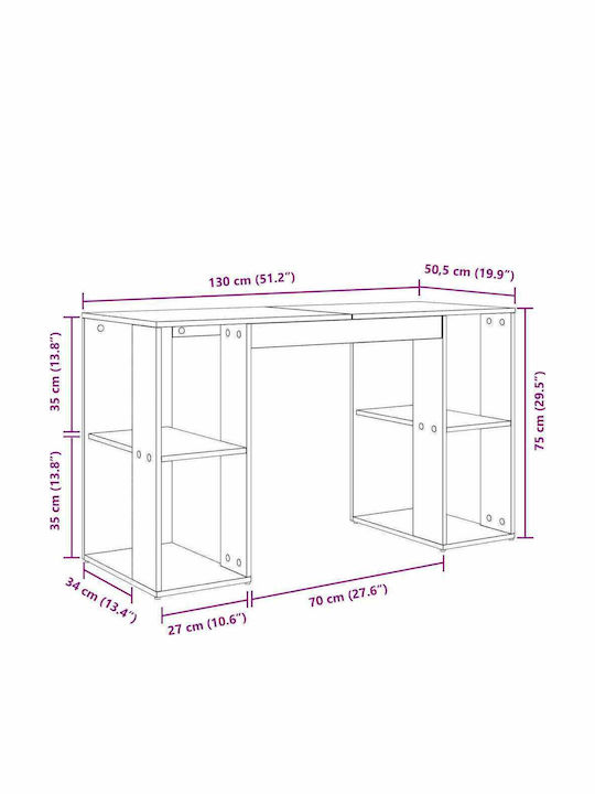 Computer Büro Holz Sonoma Oak 130x50.5x75cm