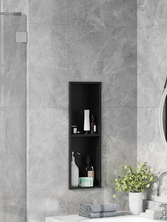 vidaXL Επιτοίχια Ραφιέρα Μπάνιου Μεταλλική 20x9.5x60cm Μαύρη