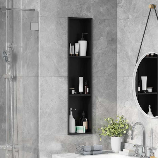 vidaXL Επιτοίχια Ραφιέρα Μπάνιου Μεταλλική 90x9.5x20cm Μαύρη