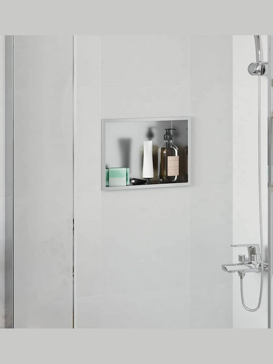 vidaXL Wall Mounted Bathroom Shelf Metallic 30x9.5x20cm Silver