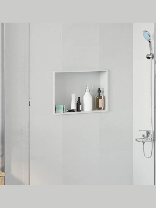 vidaXL Επιτοίχια Ραφιέρα Μπάνιου Μεταλλική 45x9.5x30cm Λευκή
