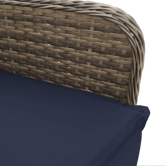 Outdoor Armchair Rattan Gray with Cushion