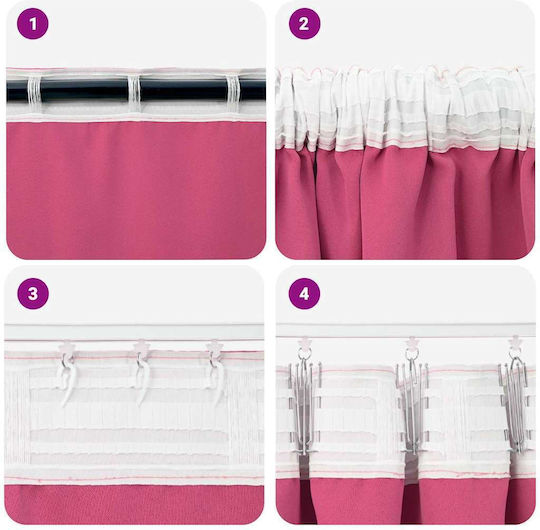 vidaXL vidaXL Vorhänge Fenster mit Bleistiftfalten Rosa 140x140cm