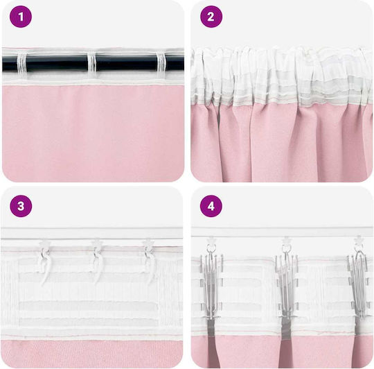 vidaXL Pink Window Blackout Curtain Set with Pencil Pleat 140x225cm