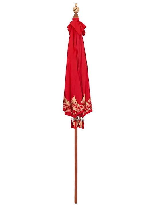 Round Wooden Red Garden & Terrace Parasol F2.5xY2.5m