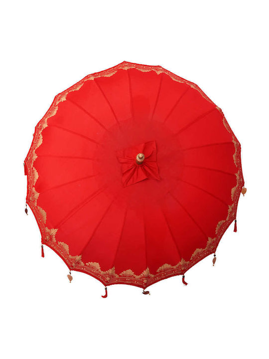 Round Wooden Red Garden & Terrace Parasol F2.5xY2.5m