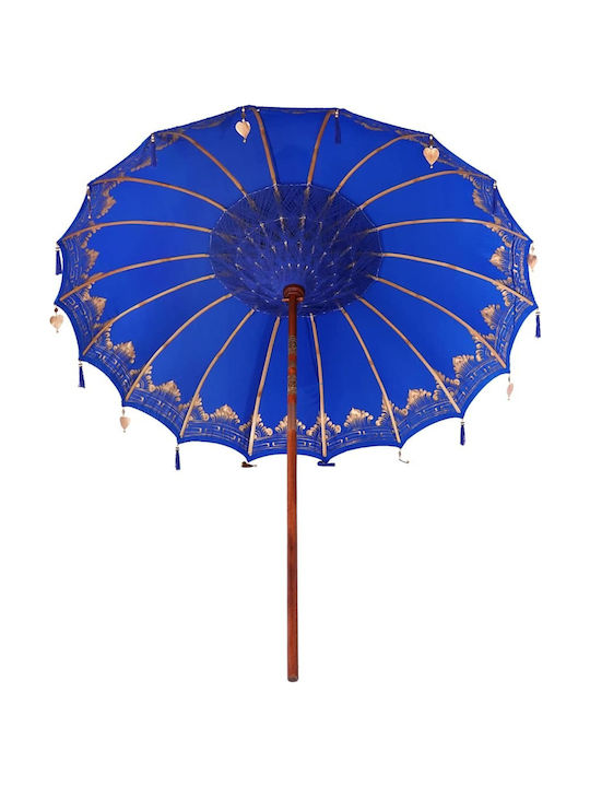 Umbrelă Rotundă Din Lemn Albastră Φ2.5xÎ2.5m