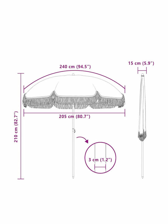 Metal Grey Garden & Terrace Parasol 2.09x2.09xHeight 2.09m