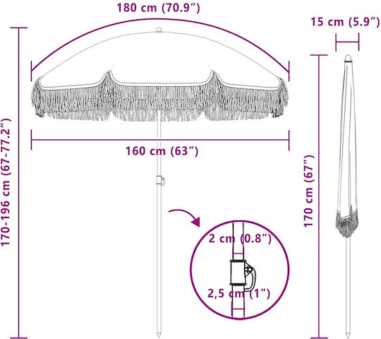 Round Metal Ecru Parasol Ø1.95xH1.95m
