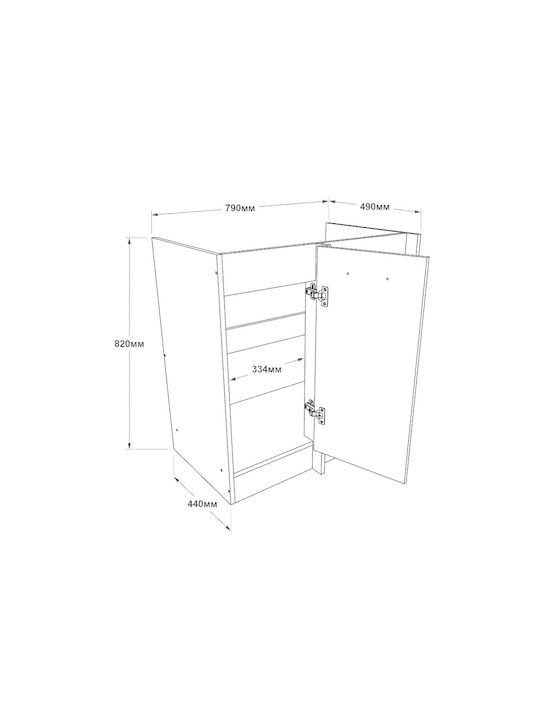 Γωνιακό Ντουλάπι Δαπέδου Sonoma Oak, White 60x46x82εκ.