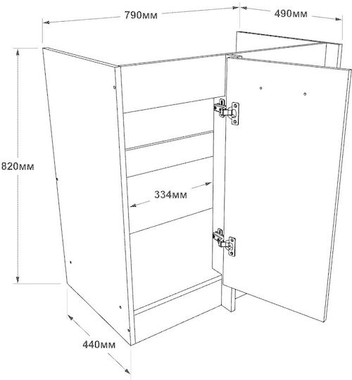 Ъглов Шкаф Подов Бял 60x46x82бр