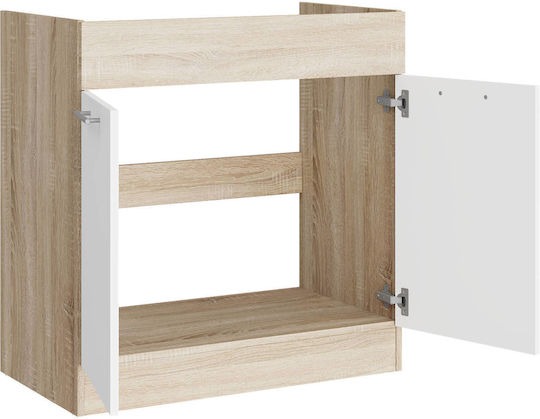 Ντουλάπι Νεροχύτη Sonoma Oak, White 80x46x82εκ.