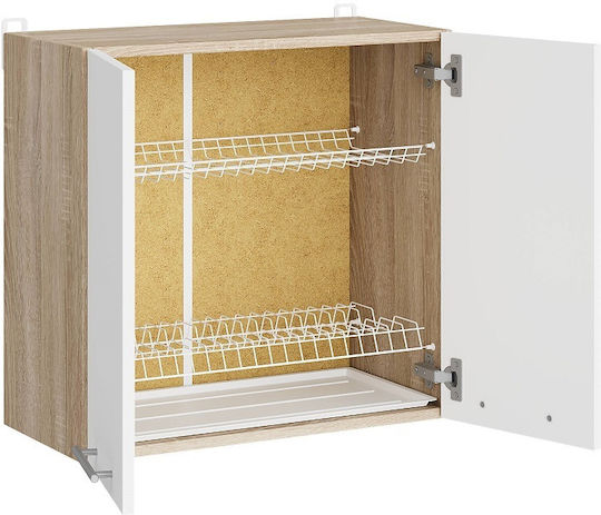 Ντουλάπι Κρεμαστό Sonoma Oak, White 60x30x58εκ.