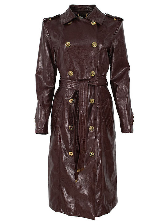 Elisabetta Franchi Women's Bordeaux Trench Coat SP00256E2_EA4