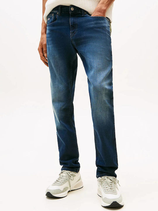 Scanton Men's Jeans Pants Elastic Slim Fit Denim Blue