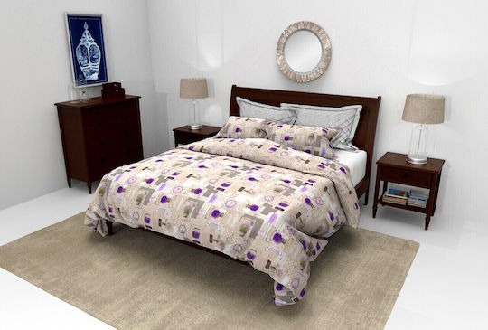 Alcam Single Quilt with Microfiber Filling 140x200cm Lavender Lavanda 250 GSM