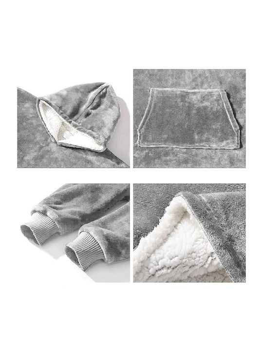 Pătură Polar Fleece Cu Mâneci 80x90cm Gri