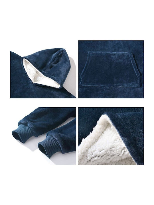 Fleece-Decke mit Ärmeln 80x90cm Blau