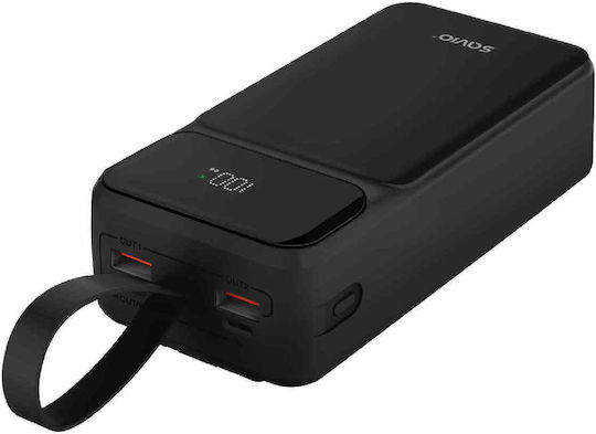 Savio BA-10 Power Bank 30000mAh με 2 Θύρες USB-A και 2 Θύρες USB-C Power Delivery / Quick Charge 3.0 Μαύρο