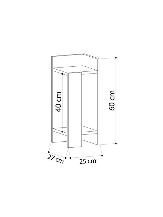 Bedside Table Elos Wooden Black 25x27x60cm