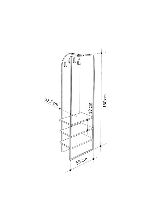 Archy Eingangsmöbel mit Garderobe & Schuhschrank Open Walnut 53x31.7x180cm