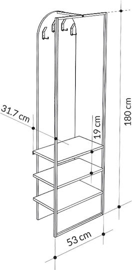 Archy Eingangsmöbel mit Garderobe & Schuhschrank Open Walnut 53x31.7x180cm