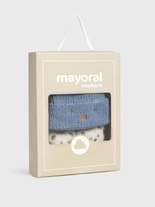 Kids Beanie Set with Gloves & Socks Knitted Blue for Newborn